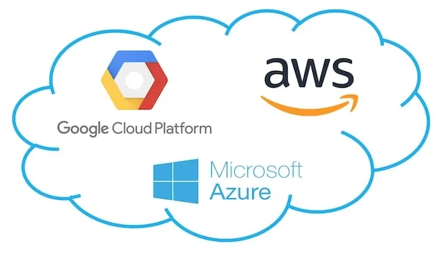 Cloud infrastructure providers supported by Sage Solutions - AWS, Microsoft Azure, and Google Cloud Platform
